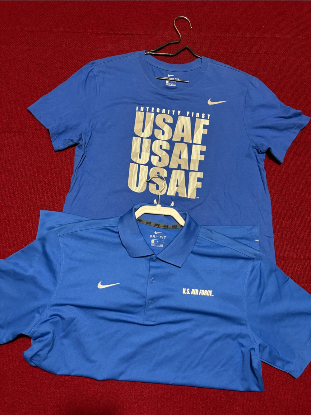 Set of 2 for both $20 Nike Blue USAF Graphic Tee & Blue U.S. Air Force Polo Set
